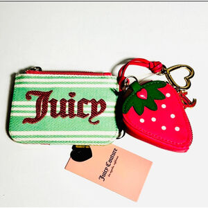 Juicy Couture Exclusive Paradise Mini Pink Green Strawberry coin & Card Holder